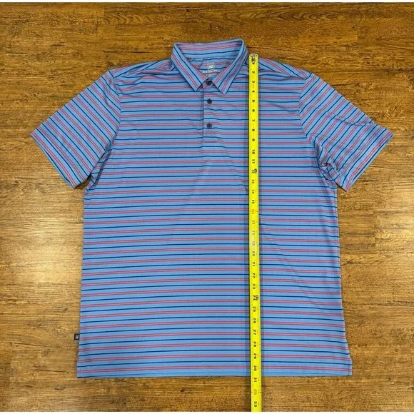 Mizzen + Main Blue Striped Versa Performance‎ Classic Fit Golf Polo Shirt Men XL - Picture 7 of 8